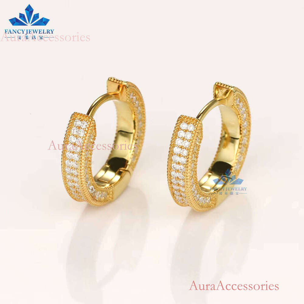 High Quality Waterproof Sier Hoop Pass Tester Moissanite Dia Hip Hop Jewelry Unisex Earrings