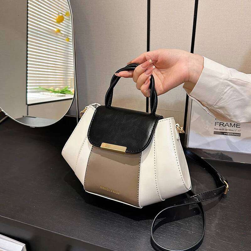 Contrast Color Top-Handle Bags For Women Patchwork Big Capacity Shoulder Crossbody Shell Bag Designer Handbags