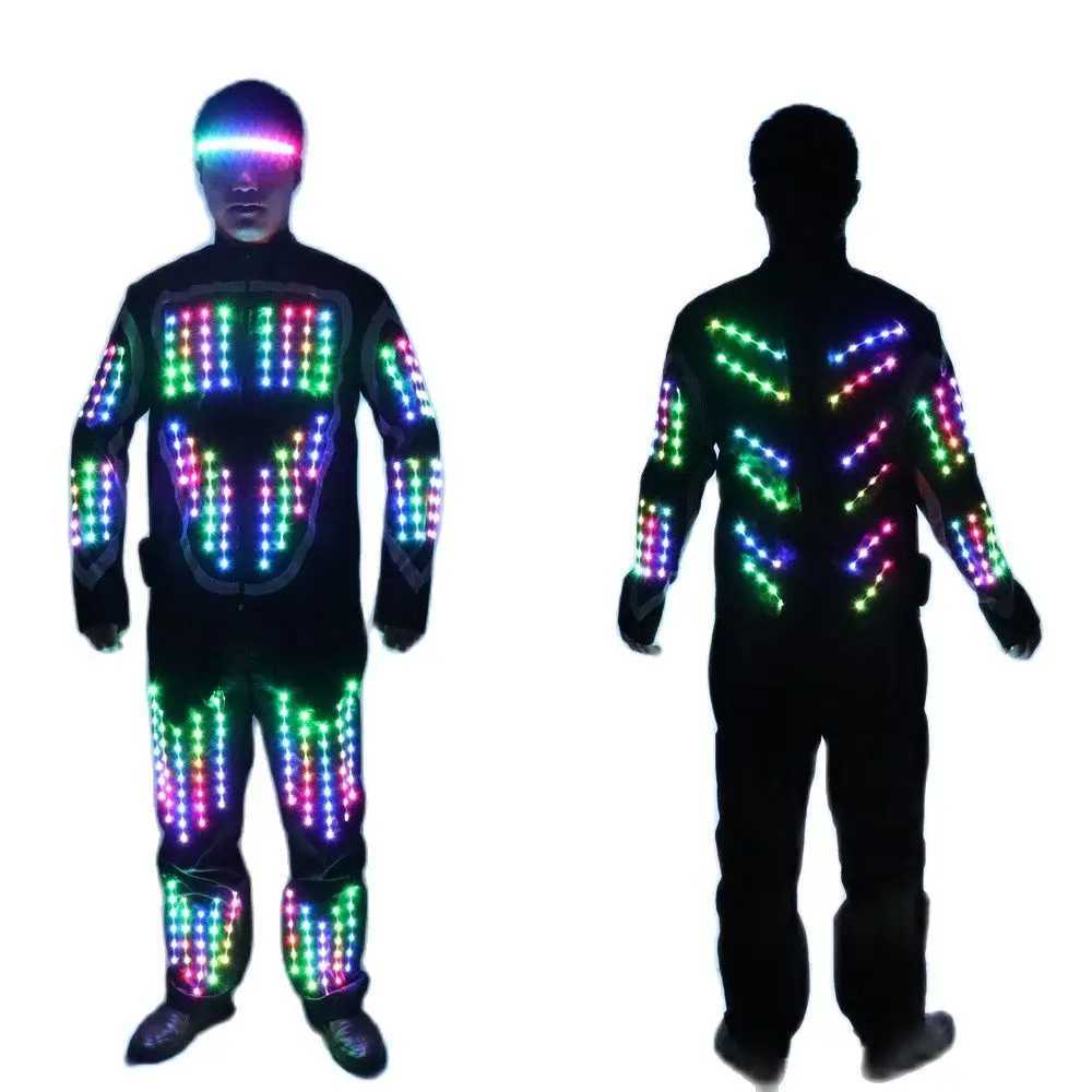 Full Color LED Growing Robot Suit Costume Men LED Luminous Flashing Clothing Dance Wear For Night Clubs Party Event Bar Supplies W250528