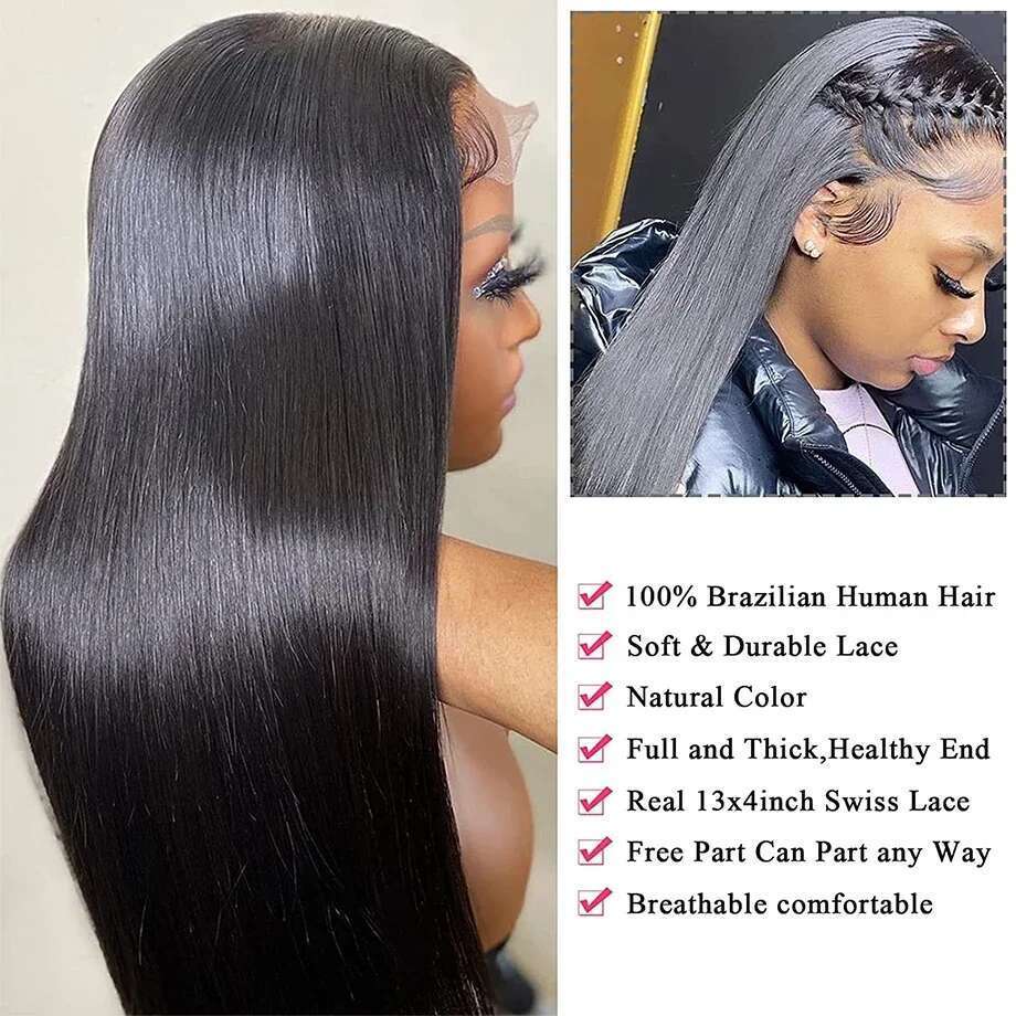 40 46 Inch 200 Density 13x4 13x6 Full Frontal 360 HD Transparent Lace Long Straight 5x5 Closure Human Hair Pre plucked Wigs