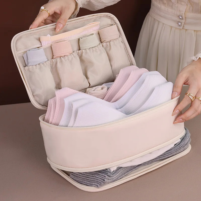 Travel Underwear Storage Bag Double Layer Waterproof Nylon Suitable for Business Trip Portable Underwear Panties Socks 250519