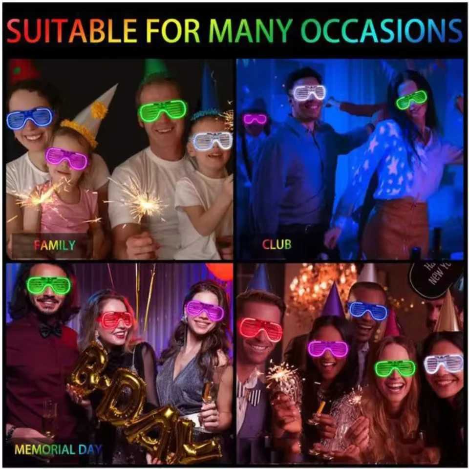 Wholesale Party Supplies Props LED Light Up Glasses Christmas Halloween Party Shutter Shades Glow Glasses LED Party Sunglasses W250528