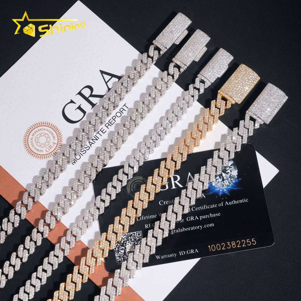 Hot Sale VVS Iced Out Moissanite Pass Dia Test Sier Gold Hip Hop Cuban Link Chain Necklace Fine Jewelry for Men
