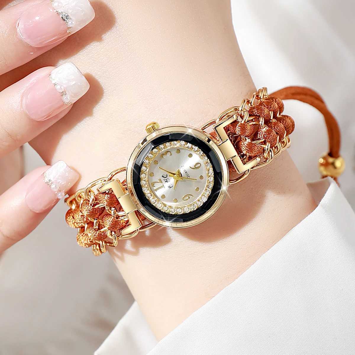 Womens Watch Fashion Braided Rope Bracelet Quartz Watches XJ250527
