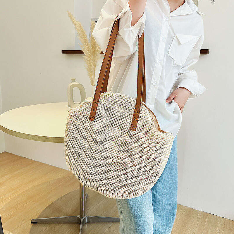 Woman bag Straw for Women 2025 beach bag straw bag New Summer Solid Color Simple Shoulder Woven Beach Vacation Casual Bag Trendy