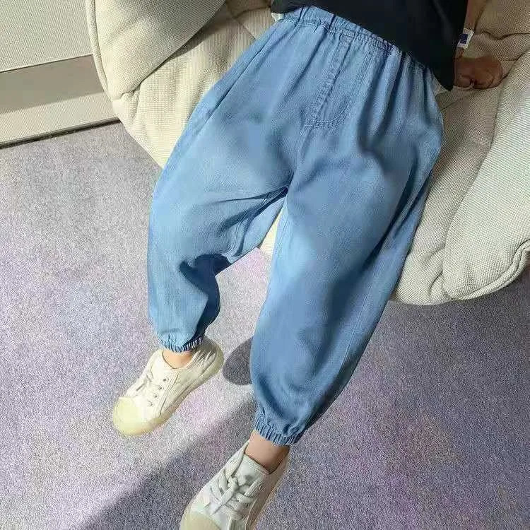 Childrens Jeans Pants Summer Kids Casual Loose Soft Denim For Boys Girls Baby Breathable Antimosquito Trousers 250528