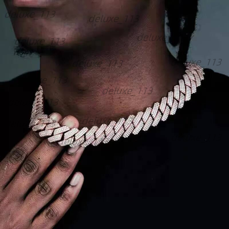 Moissanite Cuban Link Chain 20Mm 3 Rows Pendant Necklaces Lced Out Pass Dia Tester Sterling Sier Necklace