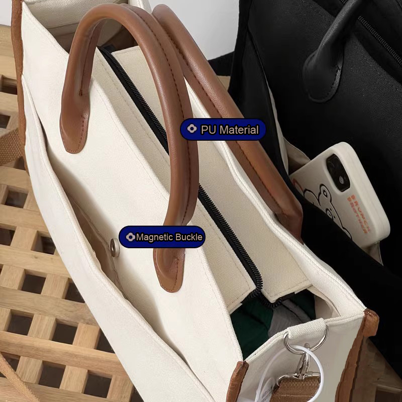 Hylhexyr Women's Letter Printing Shoulder Messenger Bag Large Capacity Thickened Canvas Square Tote Bags With Zipper