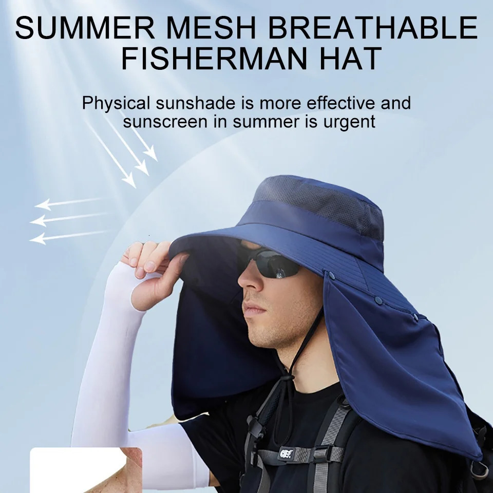 LOOGDEEL Summer Sunshade Fishing Cycling Cap Outdoor Sunscreen Face Covering Hat Oversized Brim Dual-purpose Fisherman Headwear 250523