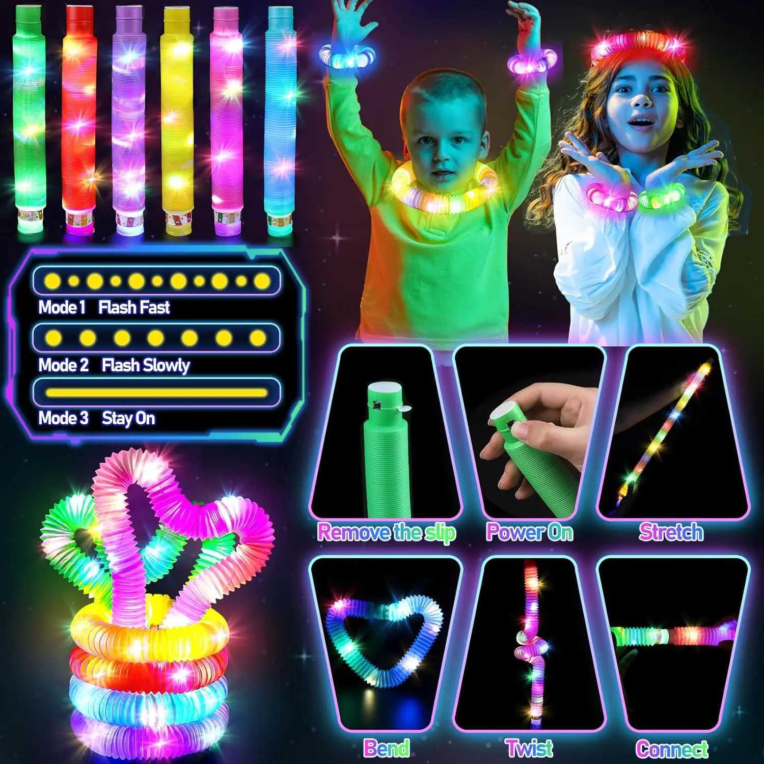 286-Pack LED Party Supplies Glow Glasses Tubes Hair Clips Sticks DIY Bracelets Headbands for Neon Party W250528