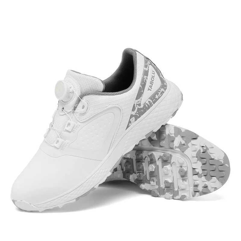 White Golf Shoes Men Women Waterproof Golf Sneakers Non-slip Spikeless Golf Trainers Leather Outdoor Sports Leather Golf Shoes M250528