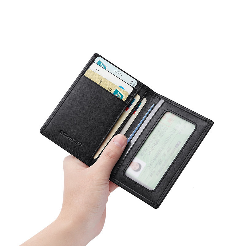 Free Shipping Designer's Small Card Bag Men's Commercial Affairs Ultra-thin Leather ID Bag Anti-theft Brush Wallet Driver's License Lea