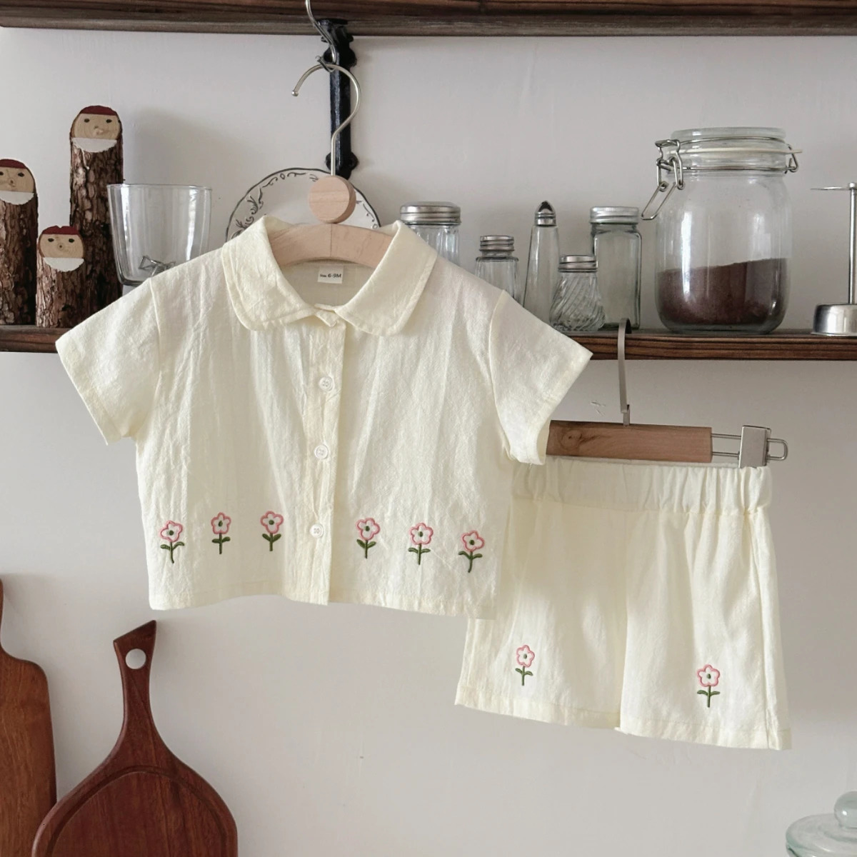 Cute Summer Baby Tracksuit Set Embroidered Flower Cotton Shirt Shorts Child Casual Sports Clothes Fashionable Outfit 250528
