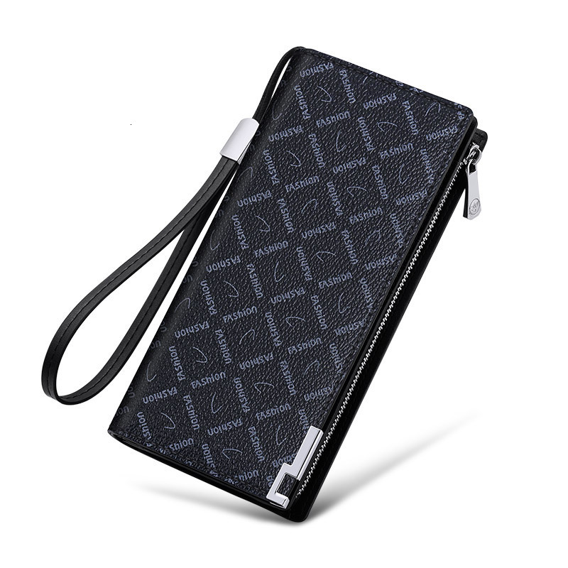 Free Shipping Designer Bag, Men's Fashionable Business Leather Wallet, High-quality Luxury Long Thin Handbag, Large Capacity Card Coin Bag