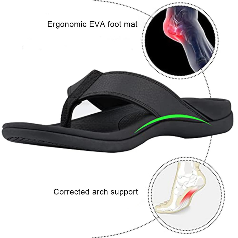 Men Ortic Flip Flops with Arch Support Supportive Beach Slippers Comfortable Walking Slippers Non Slip for Outdoor Beach 250526