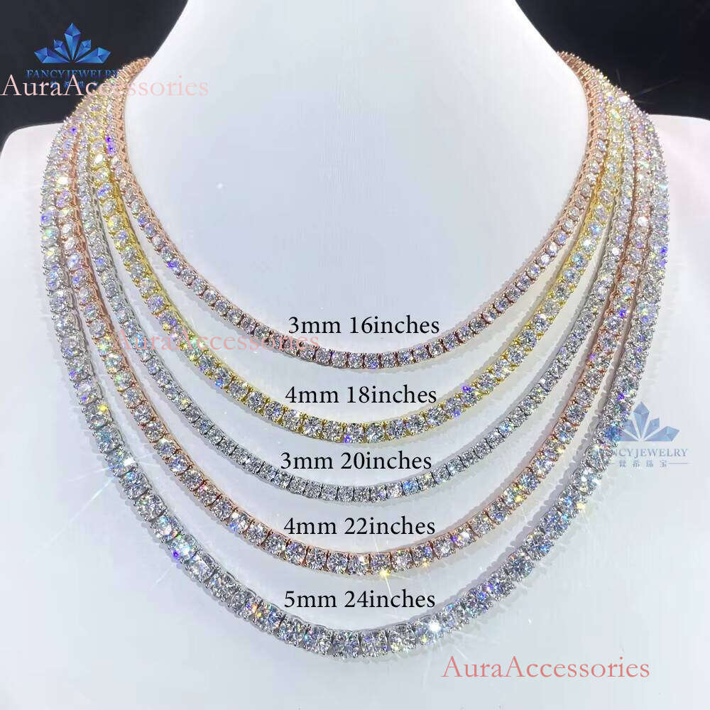 FANCY 9K 14K Gold CVD Vvs Lab-grown Dias Jewelry Tennis Chain Necklace Choker