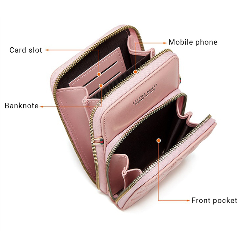 Buylor Diamond Lattice Cell Phone Purse Bags of Women Soft Leather Women Bag Wallet Large Capacity Female Crossbody Shoulder Bag