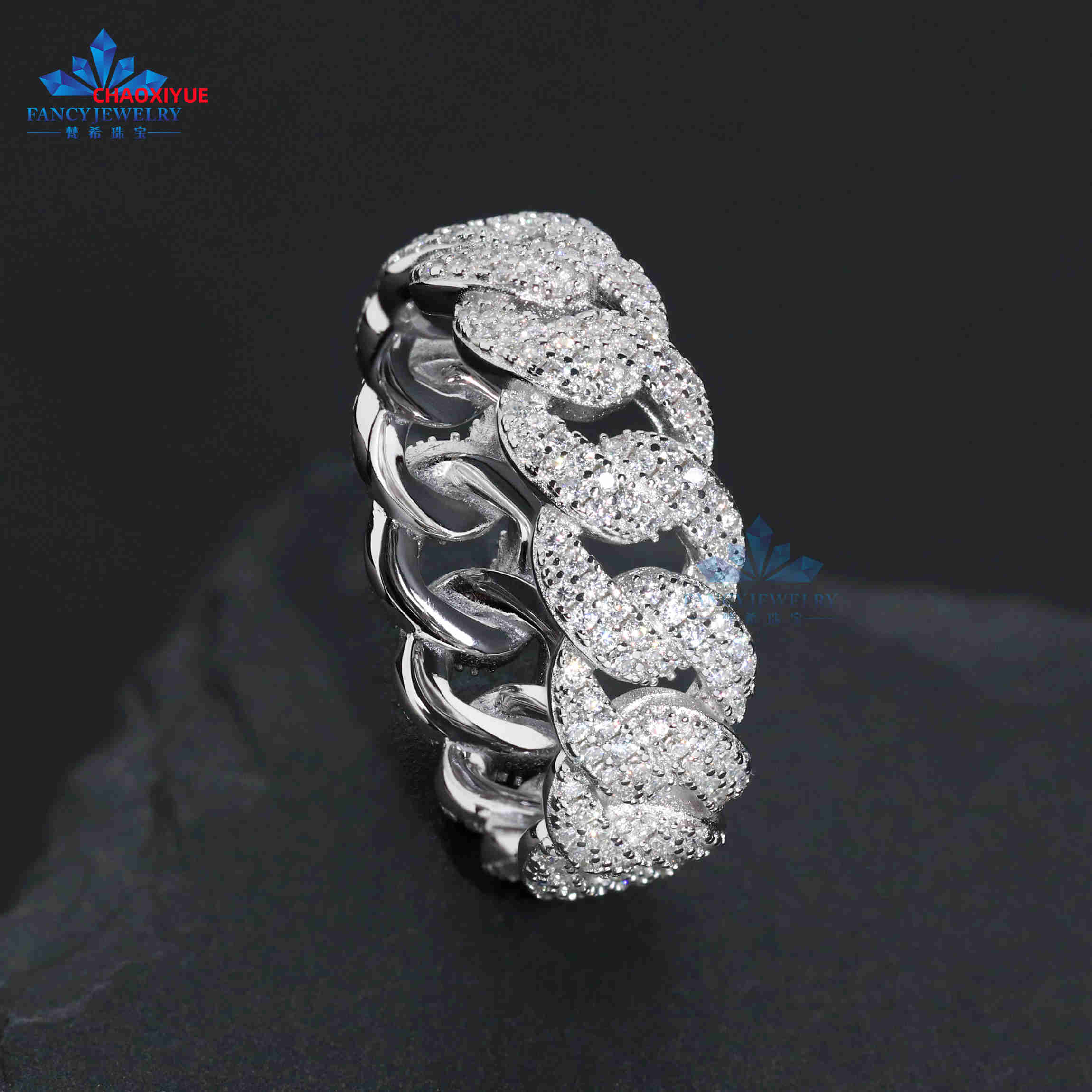Cheap Price Classical Design Ring 925 Sterling Silver Moissanite Diamond 7mm 18mm Hiphop Rings for Women Men Daily