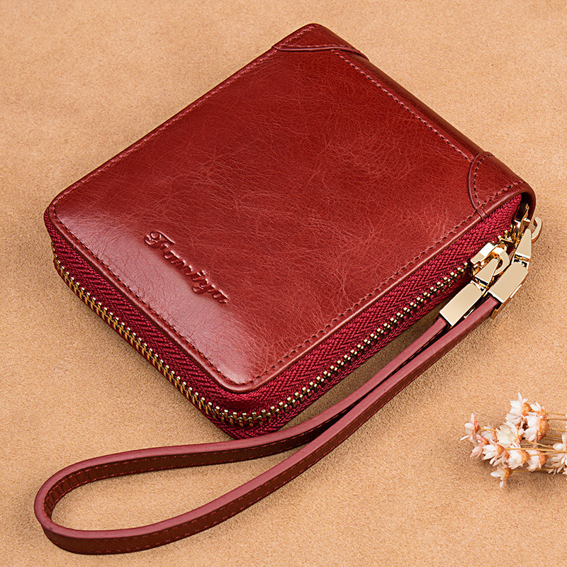Free Shipping Designer Leather Wallet Popular Online Women's Short Coin Purse Fashionable Small Card Bag Exquisite Retro Leather Wallet ID Bag