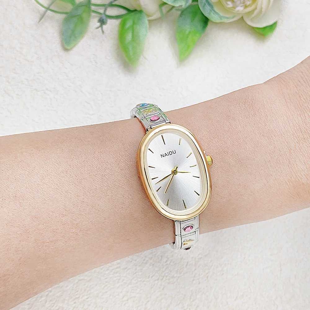 GEMOSA Modern Oval Casual Vintage Design Quartz Watches Women Ladies Stainless Steel Width 9mm Strap Party Birthday Perfect Gift XJ250527