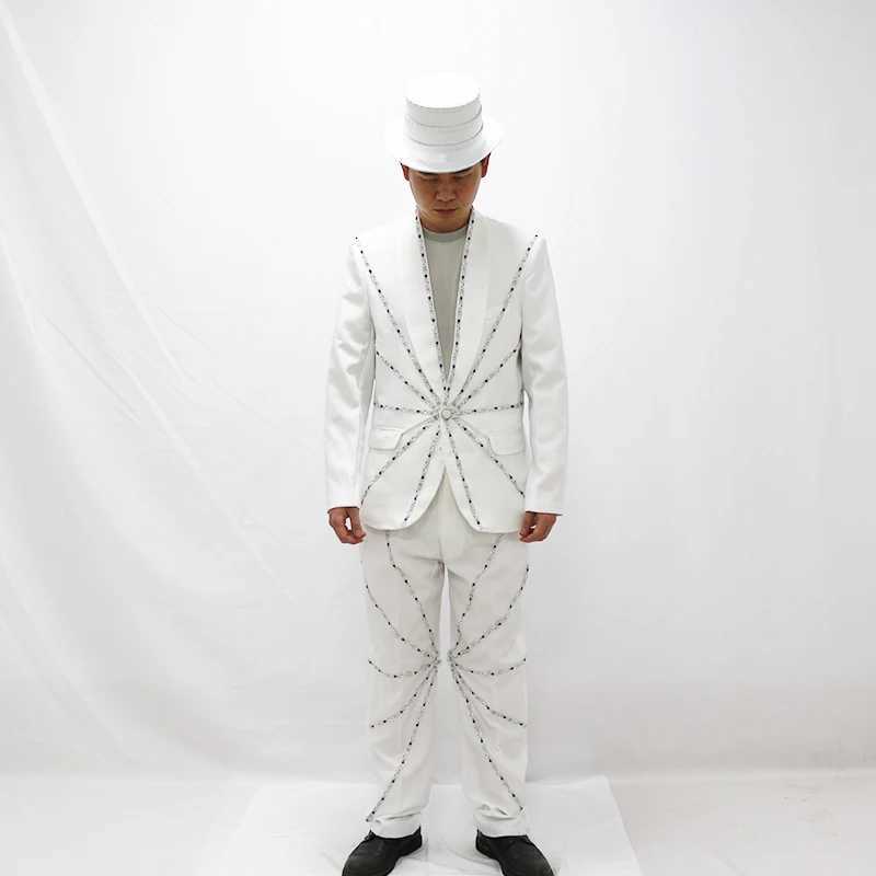 LED Illuminated Suit Hat Michael Jackson Performance Suit Stage DJ Bar Night Show Fluorescent Set W250528