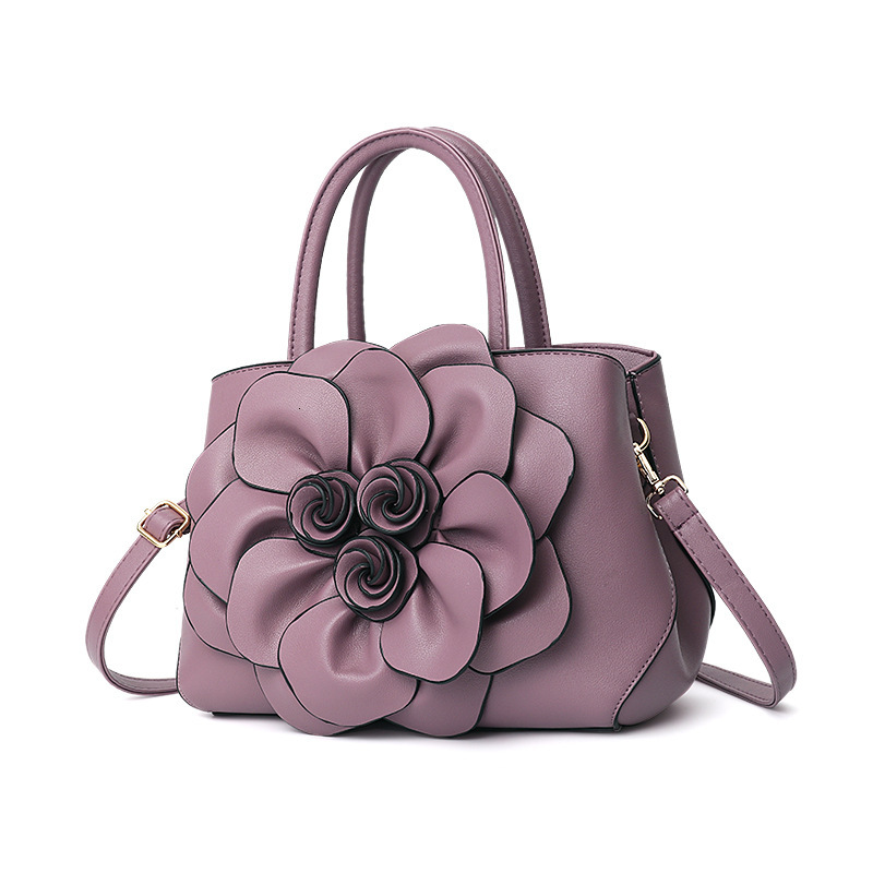 Luxury Brand Designer Bag 2024 Spring Solid Color New Academy Style Women's PU Leather Flower Handheld Shoulder Cute Bag