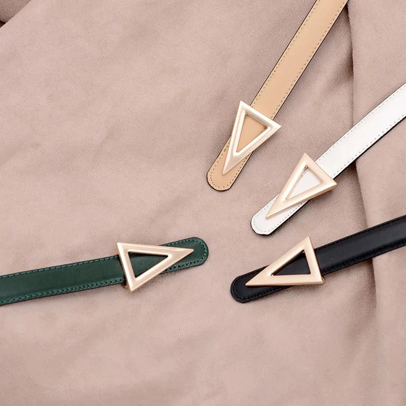 Fashion Women Belts for Jeans Dress Skinny Waist Belt Gold Triangle Buckle Thin Belts for Ladies Waistband 250527