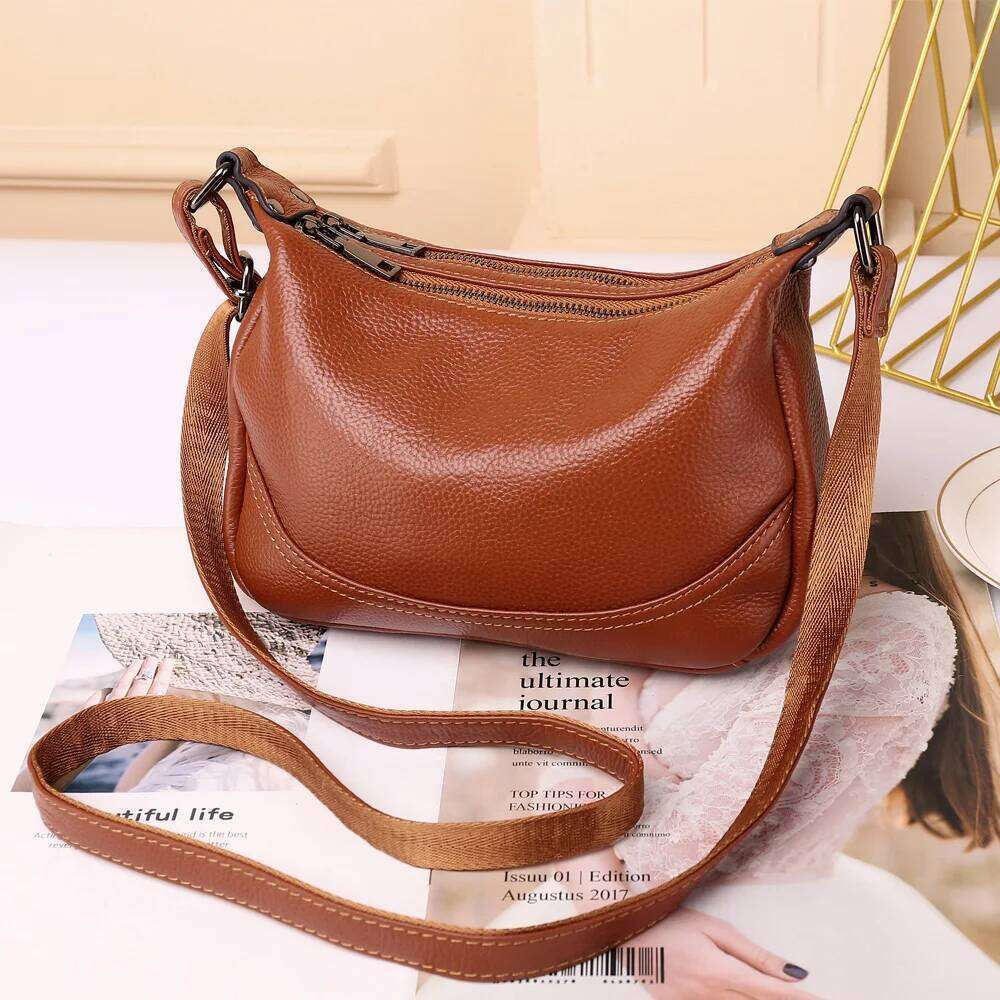 Genuine Leather Women Shoulder Crossbody Bag Large Capacity Soft Cowhide Ladies Multi-Space Bags Female