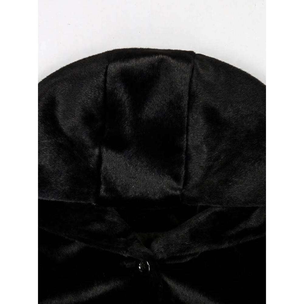 Nerazzurri Winter Long Soft Warm Fluffy Faux Mink Fur Coat Women with Hood Single Breasted Elegant Overcoat 2022