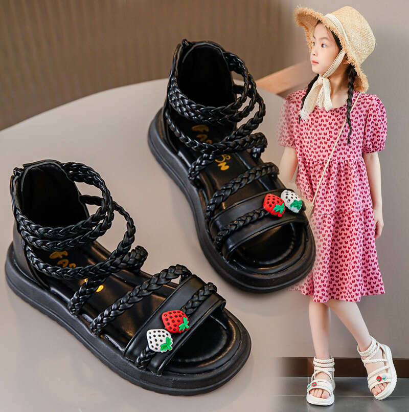 Girls' Sandals Summer 2025 New Fashion Open-Toe Princess for Big Girls Children's Roman Shoes