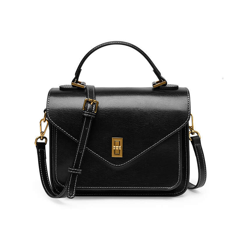 Genuine Leather Vegetable Tanned Cowhide New High-End Simple Fashionable Elegant Women's Handbag Shoulder Crossbody Messenger Bag B5