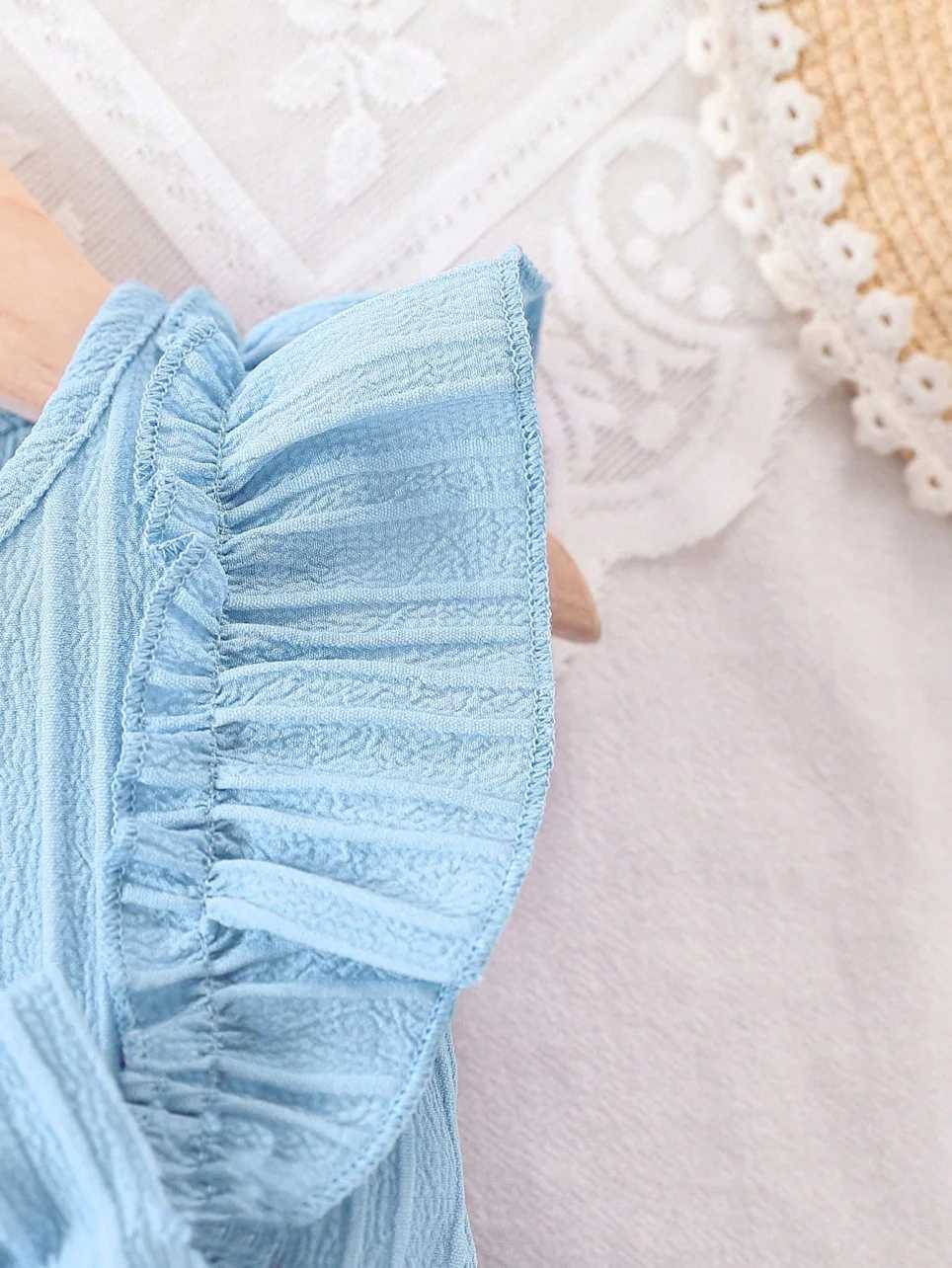 Baby girl Summer Blue dress with Ruffled Edges and Bow Sweet and Cute Style Dress suitable for 0-3 Year old Cute Baby girls X250528