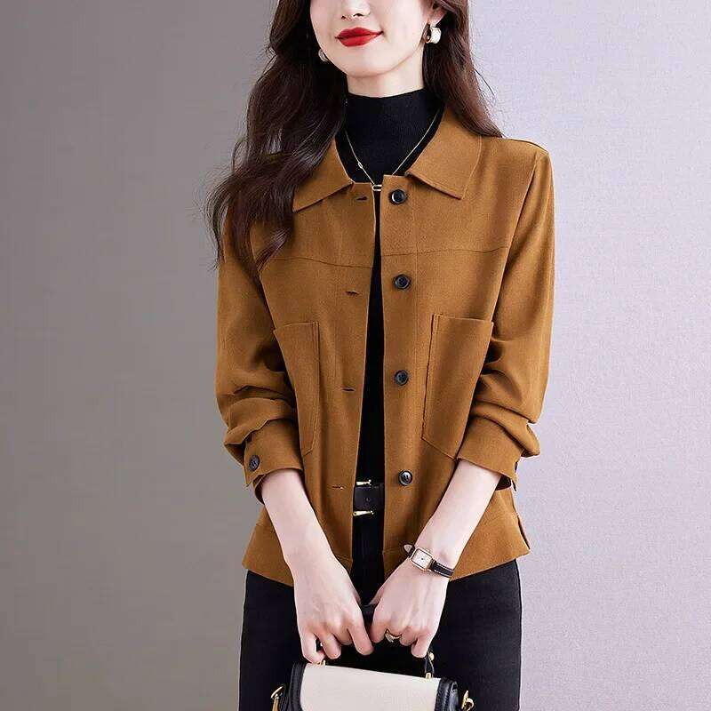 Women's Wear Casual Short Jacket Women's Spring Autumn New Style Turn-Down Collar Thin Model Popular Top Ladies' Outerwear Coat