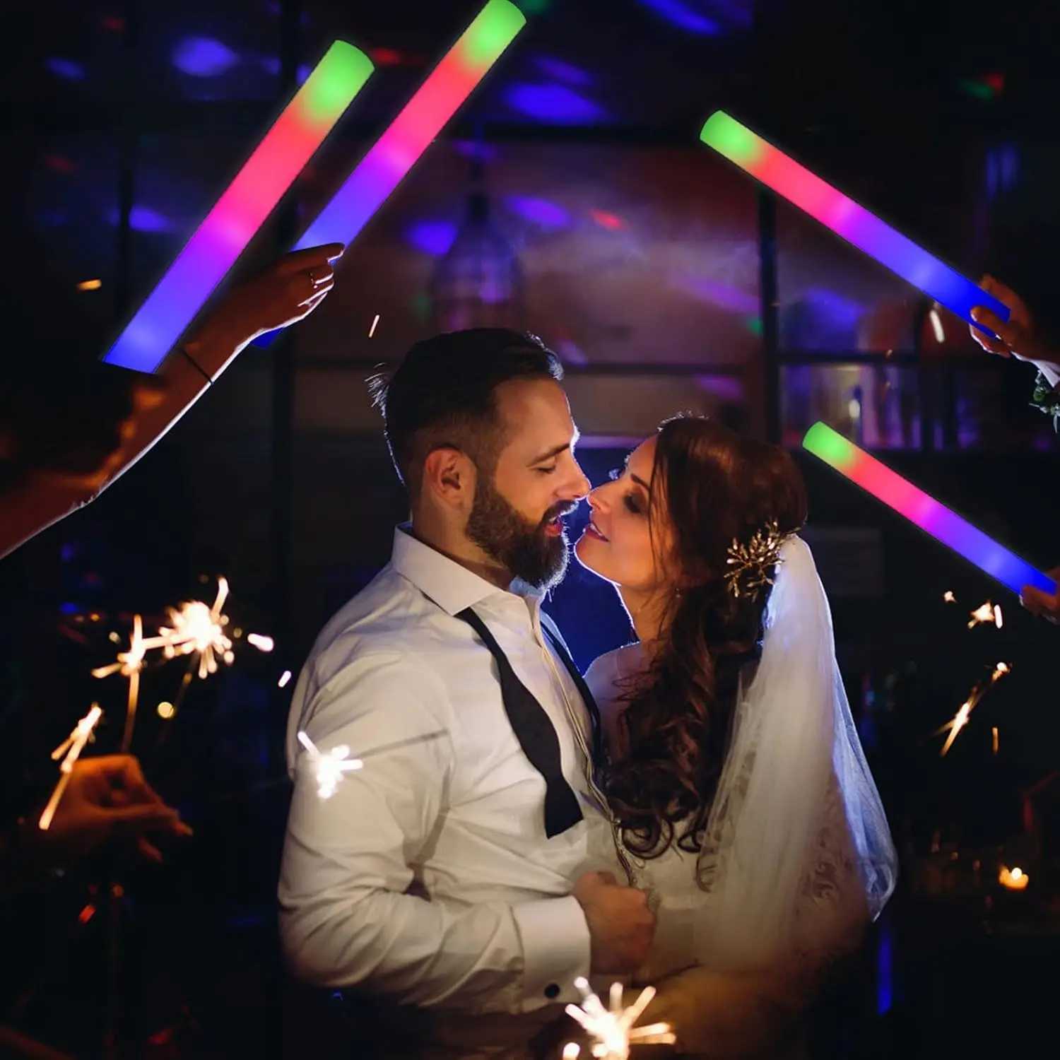 400-30PCS LED Foam Glow Sticks Glow Party Supply with 3 Modes Glow Stick for Wedding for Birthday Concert Halloween Christmas W250528