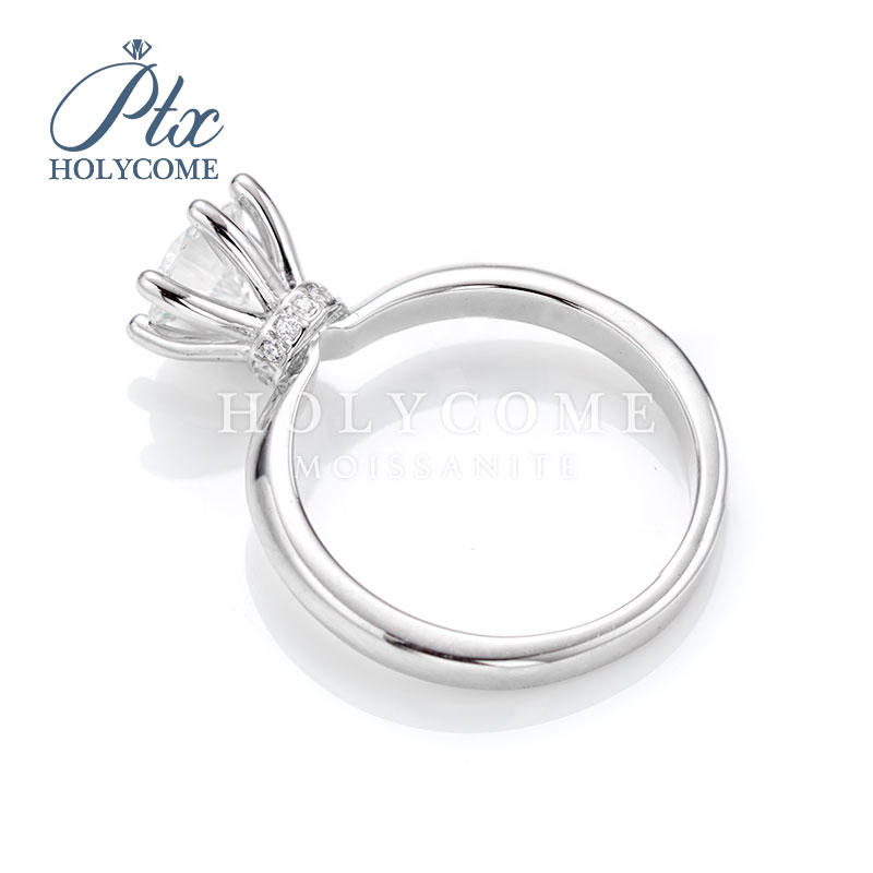 Classic Hot Selling Women Ring 925 Sterling Silver 1CT Six Claw Engagement VVS D Level Moissanite Wedding Rings White Gold Plated Solitaire Moissanite