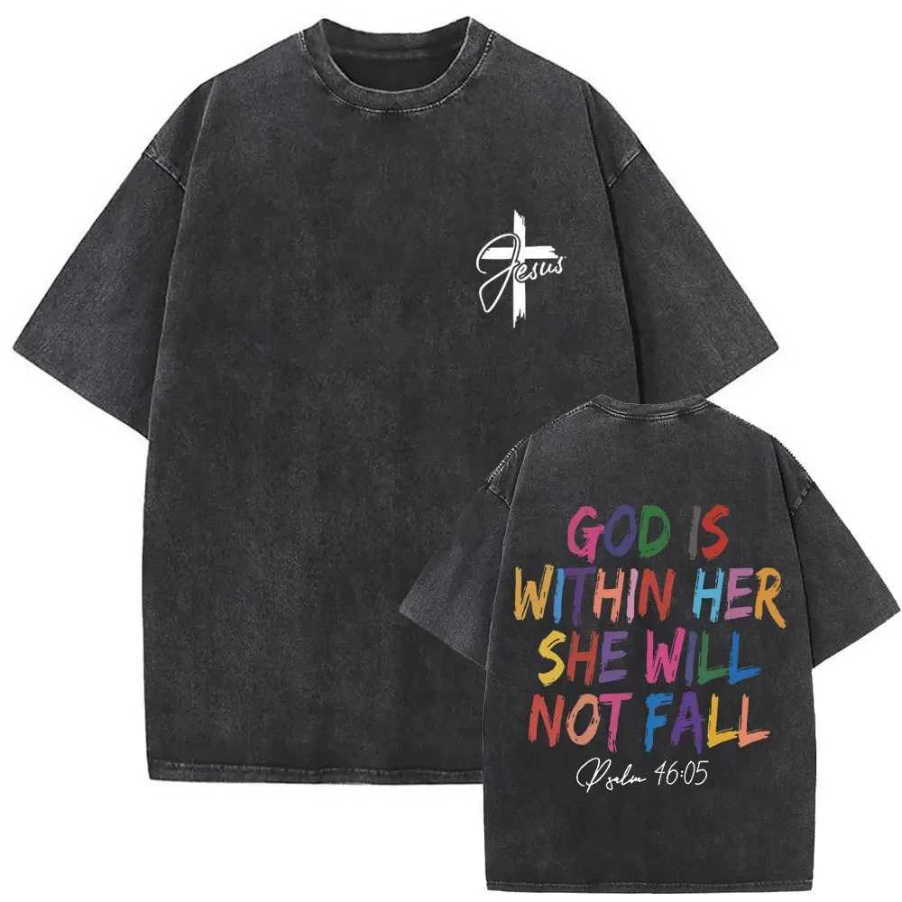 Christian Religious Jesus Forgive Them Father Vintage Washed T-shirt Men Women Gothic Rock Oversized T Shirts Tops Streetwear X250623
