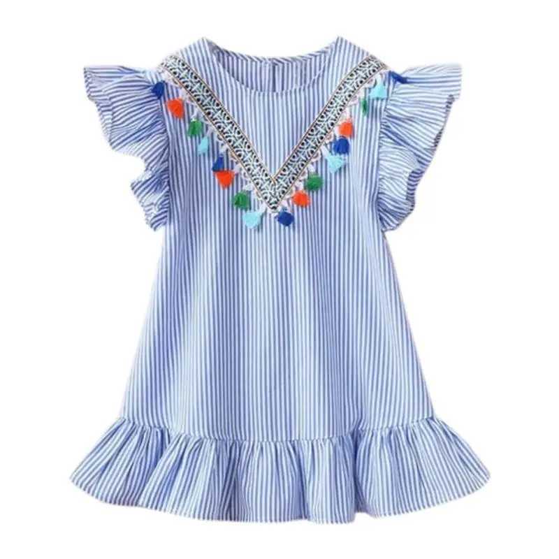 New Kids Dresses for Girls Clothes Summer Girl Stripe Princess Dress Toddler Baby Dress 1 2 3 4 5 6 7 Years Childrens Clothing X250528