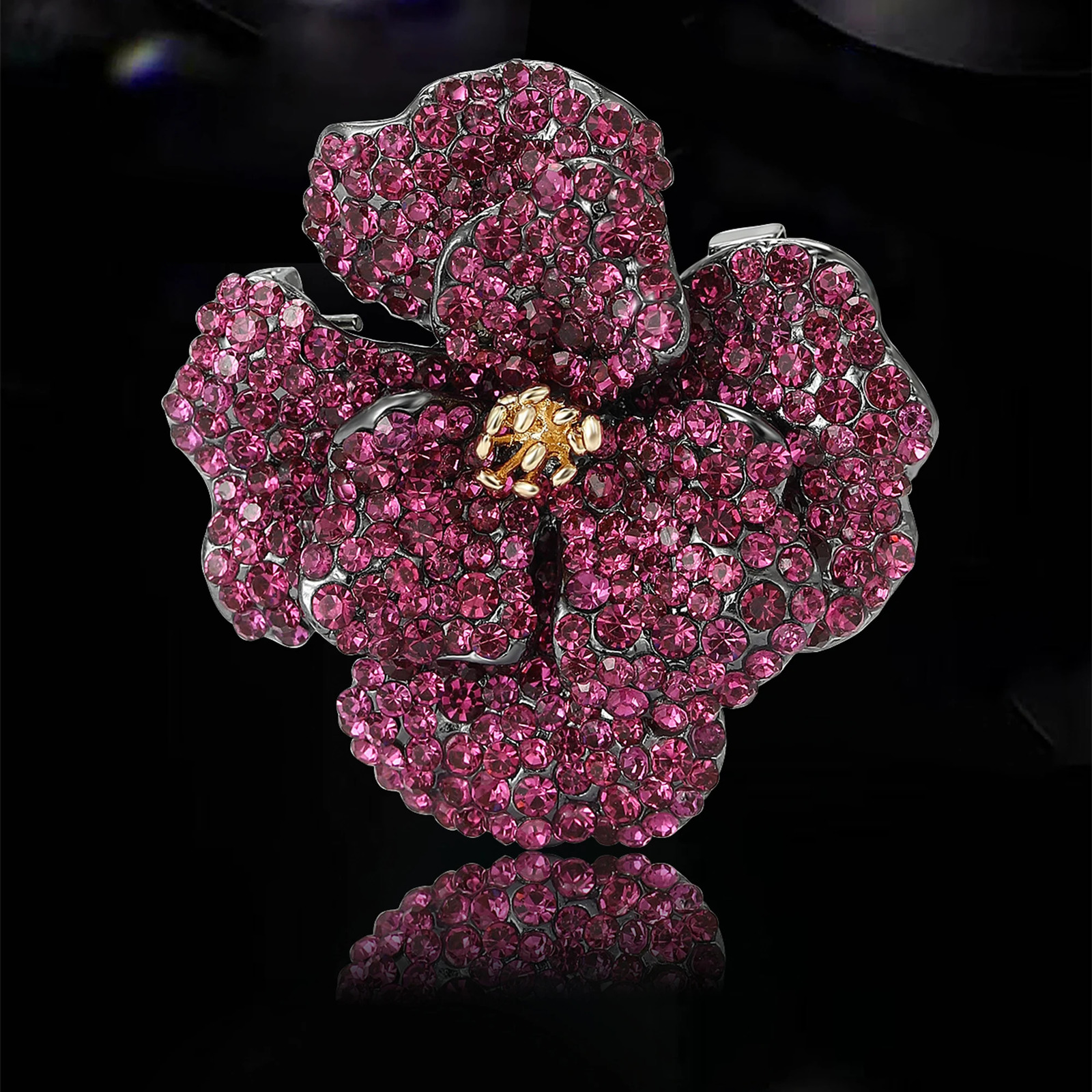 Vintage Heavy Industry Rhinestone Peony Flower Brooches for Women Plant Pin Event Funny Gifts Year Friends Decoration 250527