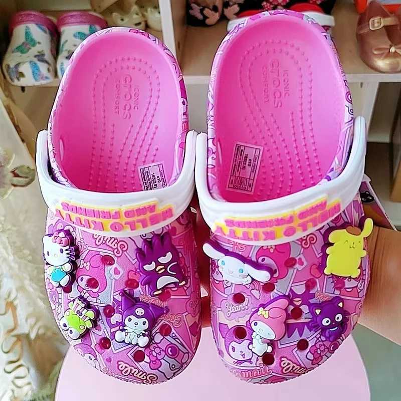 Sanrio Kuromi Hello Kitty Melody Cinnamoroll Kawaii Kids Cute Girls Sandals Children Slippers Non-Slip Beach Shoes Kidsw250528