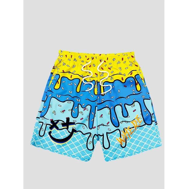 Trend Ice Cream Graphic Beach Shorts For Men Fashion Summer Cool 3D Print Swim Trunks Loose Streetwear Hip Hop Kids Short Pants X250528