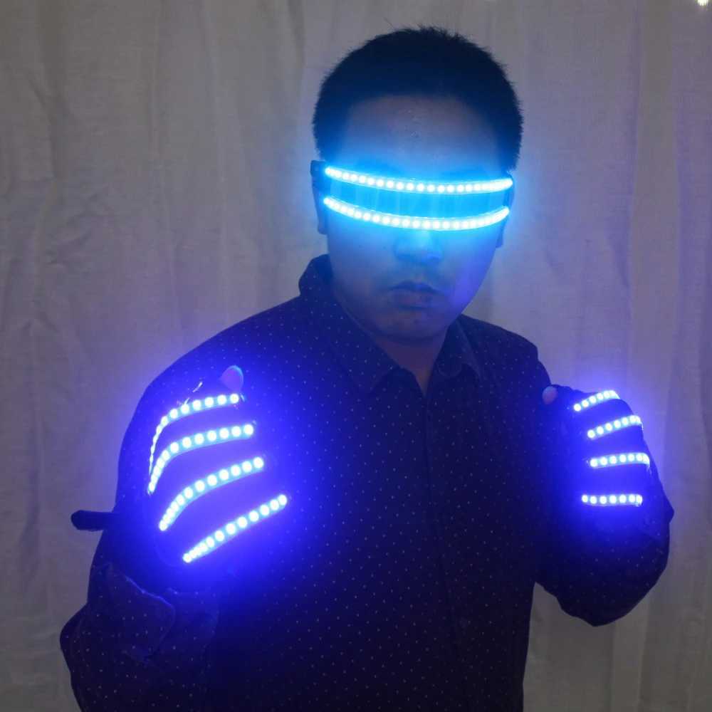LED Glow Gloves Rave Light Flashing Finger Lighting Glow Mittens Magic Black Luminous Gloves Party Supplies Halloween W250528