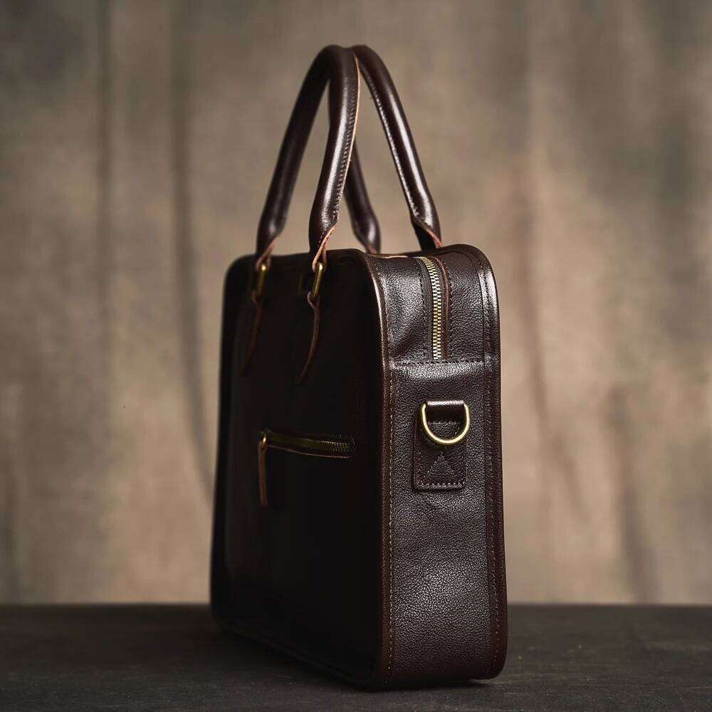 Genuine Leather Business Briefcase Casual Vintage Handbag Shoulder Messenger Men's Office Laptop 16 Inch Bag