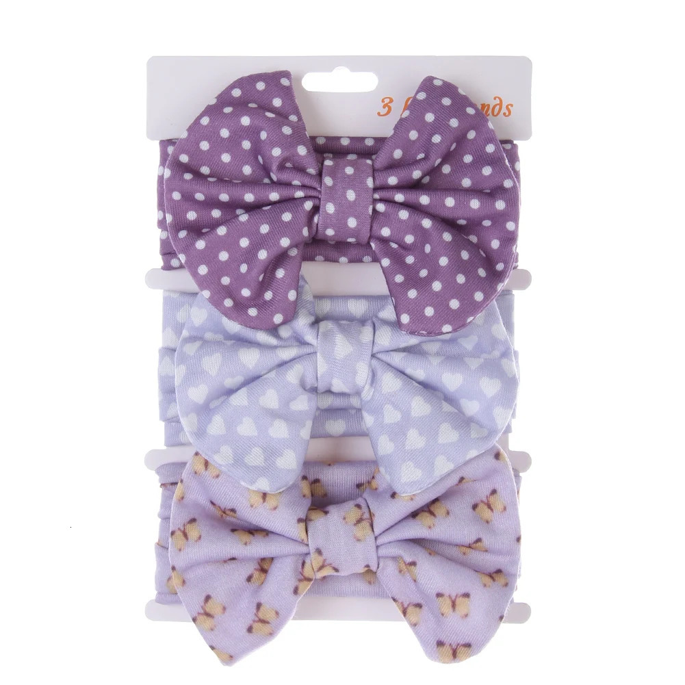 3Pcs/Set Cute Cotton Bows Baby Headbands born Infant Ealstic Hairbands Boys Girsl Dot Striped Flower Print Kids Headwraps 250528