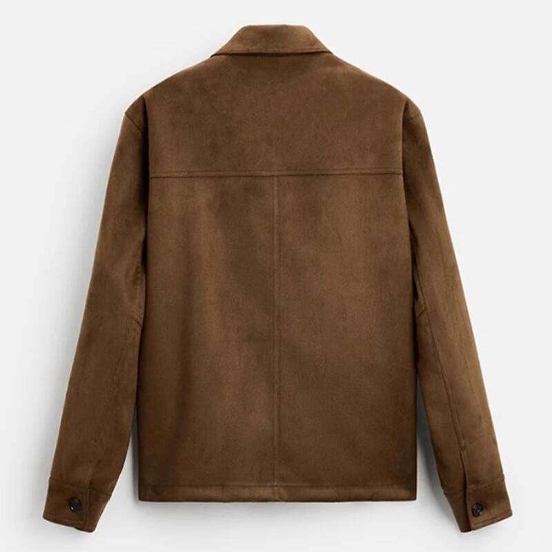 Women's Wear Men's Texture Imitation Suede Lapel Collar Straight Casual Jacket For Men