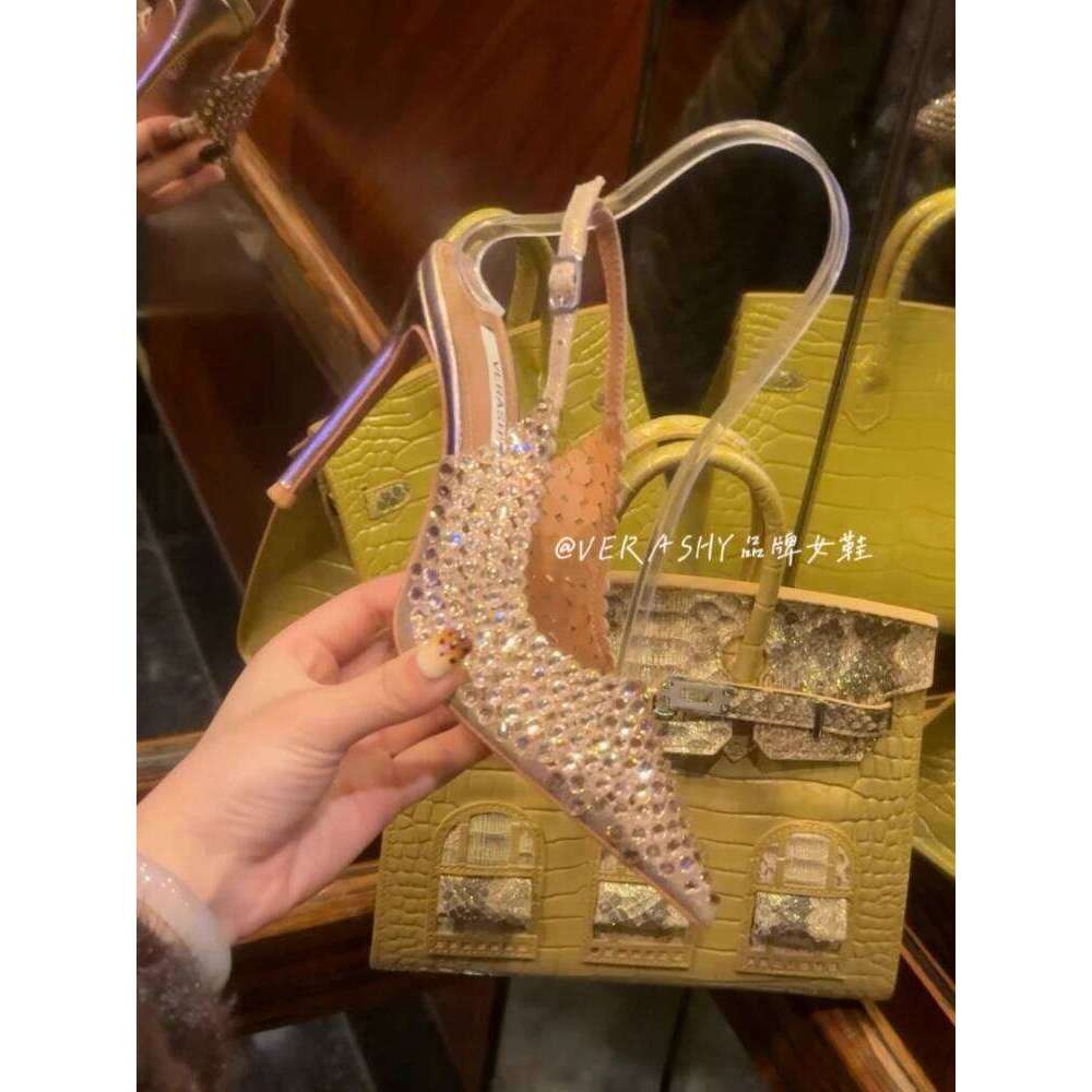 Dia high heels women in2025with a single button back strap,sexy wedding shoes for brides,slim heels,pointed toe sandals