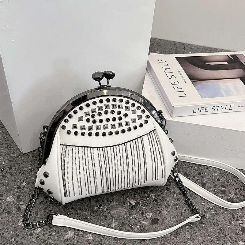 Evening Women's With Rhinestones Rivets Tassel Chain Shoulder Crossbody Handbag Clutch Shell Bag Party