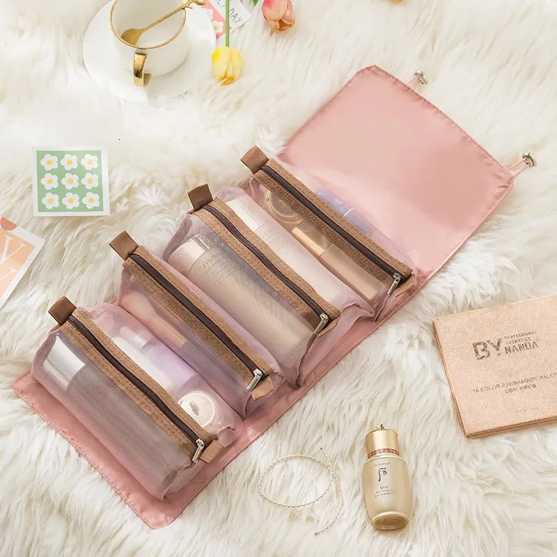 Divisible four-in-one cosmetic storage portable multi-layer large capacity folding makeup bag 250527