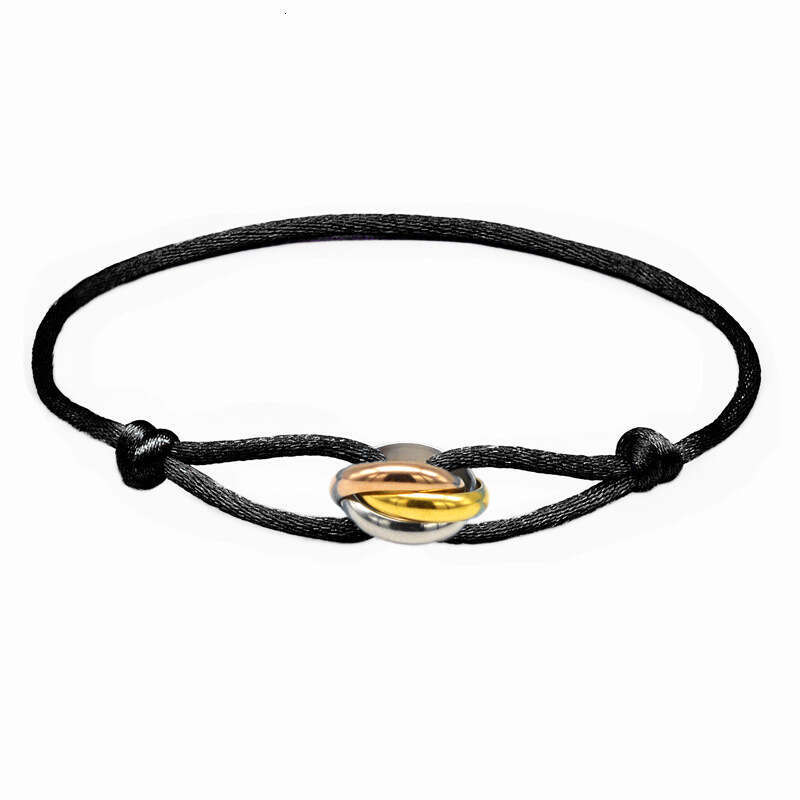 Handwoven Couple Stainless Steel DIY Colors Three Rings Adjustable Bracelet