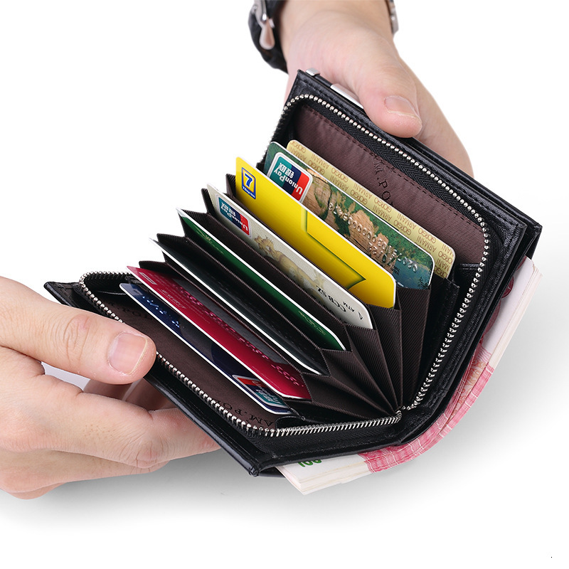 Free Shipping Designer Wallet Genuine Leather Cowhide Multifunctional Short Leather Bag Men's Card Holder Multi Card Slot Coin Bag High-quality B