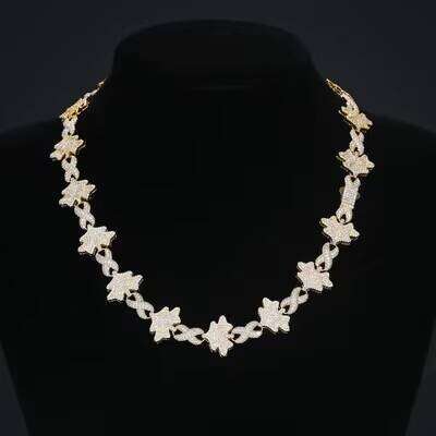 Solid Sliver Moissanite Necklace Flower Bracelets Chains for Men Plated White Gold Women Fine Jewelry with Certificates